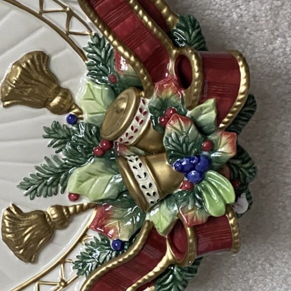 Fitz & Floyd Christmas Deer Oval Serving Platter - Picture 3 of 5